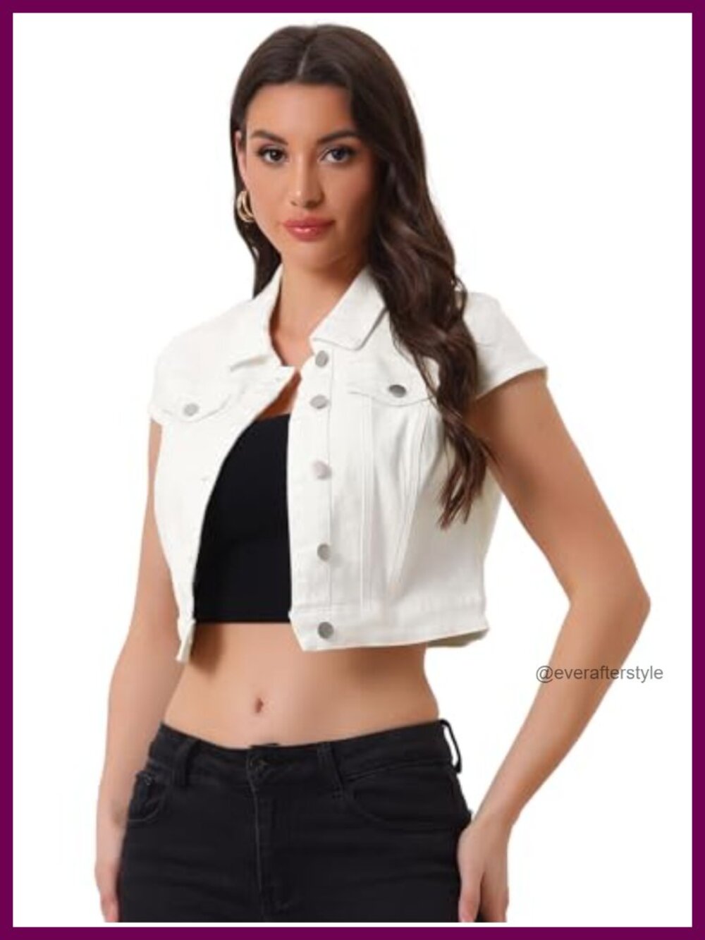 Cropped Denim Jacket Short Sleeve Summer Jean Jacket Women